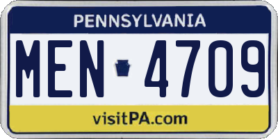PA license plate MEN4709