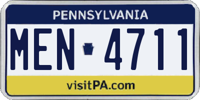 PA license plate MEN4711