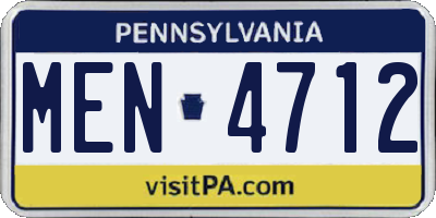 PA license plate MEN4712