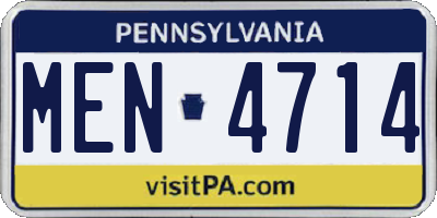 PA license plate MEN4714