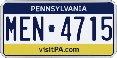 PA license plate MEN4715