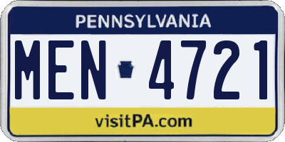 PA license plate MEN4721