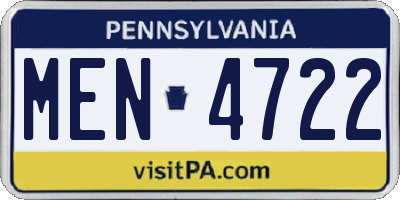 PA license plate MEN4722