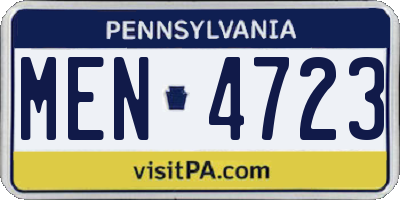 PA license plate MEN4723