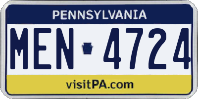 PA license plate MEN4724