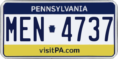 PA license plate MEN4737