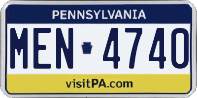 PA license plate MEN4740