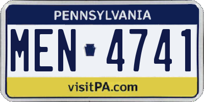 PA license plate MEN4741