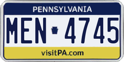 PA license plate MEN4745