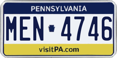 PA license plate MEN4746