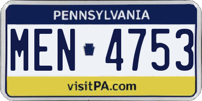 PA license plate MEN4753
