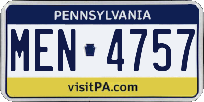 PA license plate MEN4757