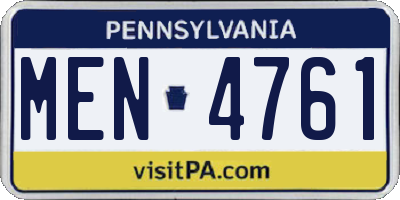 PA license plate MEN4761