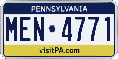 PA license plate MEN4771