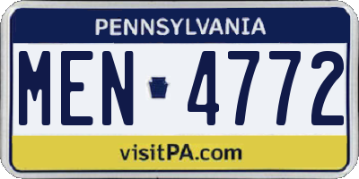 PA license plate MEN4772