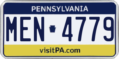 PA license plate MEN4779