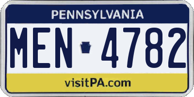 PA license plate MEN4782