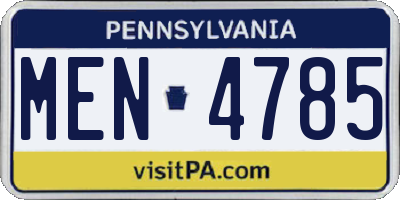 PA license plate MEN4785