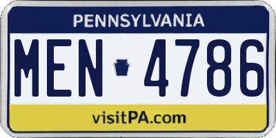 PA license plate MEN4786