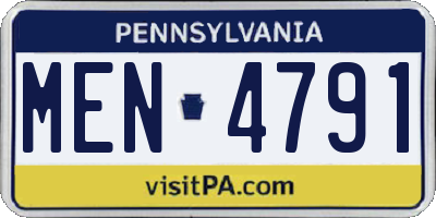 PA license plate MEN4791