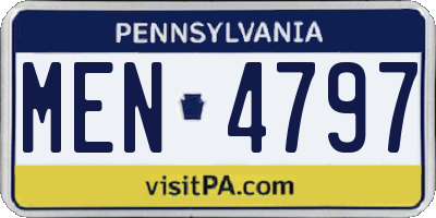 PA license plate MEN4797