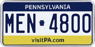 PA license plate MEN4800