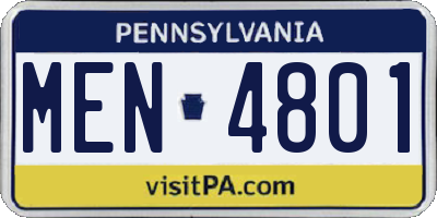 PA license plate MEN4801
