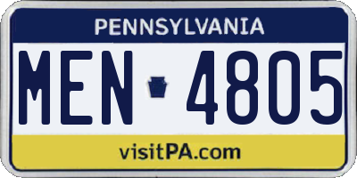 PA license plate MEN4805