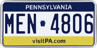 PA license plate MEN4806