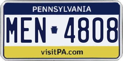 PA license plate MEN4808
