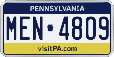 PA license plate MEN4809