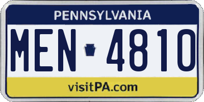 PA license plate MEN4810