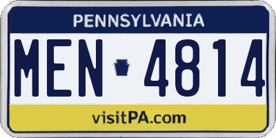 PA license plate MEN4814