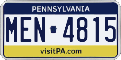 PA license plate MEN4815