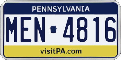 PA license plate MEN4816