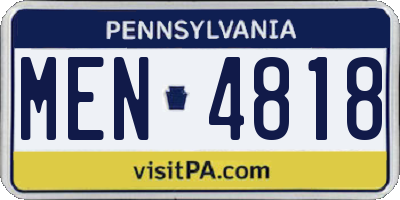 PA license plate MEN4818