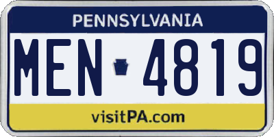 PA license plate MEN4819