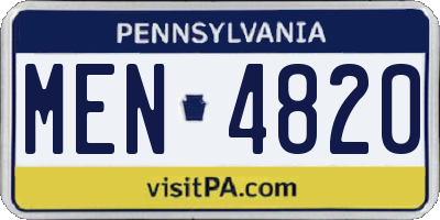 PA license plate MEN4820