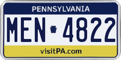PA license plate MEN4822