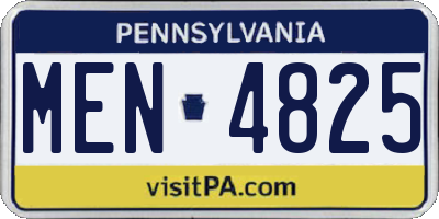 PA license plate MEN4825