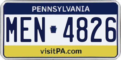PA license plate MEN4826