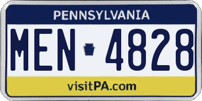 PA license plate MEN4828