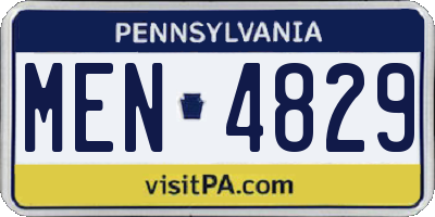 PA license plate MEN4829