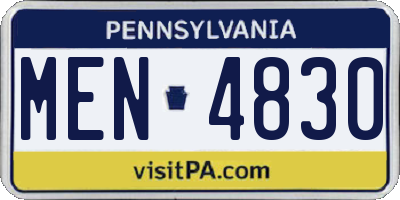 PA license plate MEN4830
