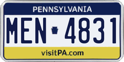 PA license plate MEN4831