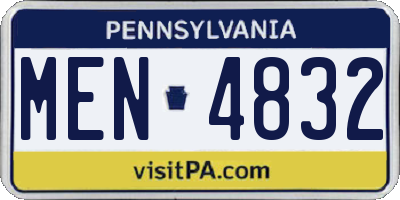 PA license plate MEN4832