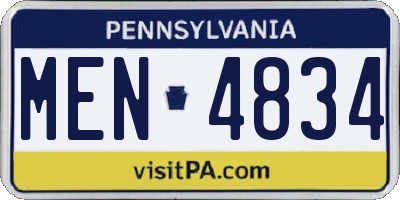 PA license plate MEN4834