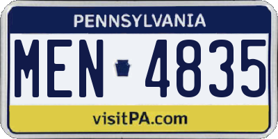 PA license plate MEN4835