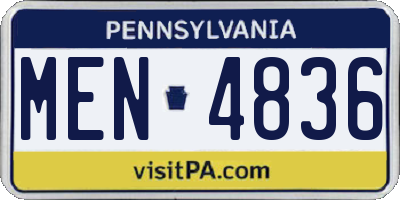 PA license plate MEN4836