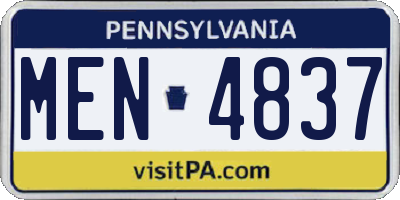 PA license plate MEN4837